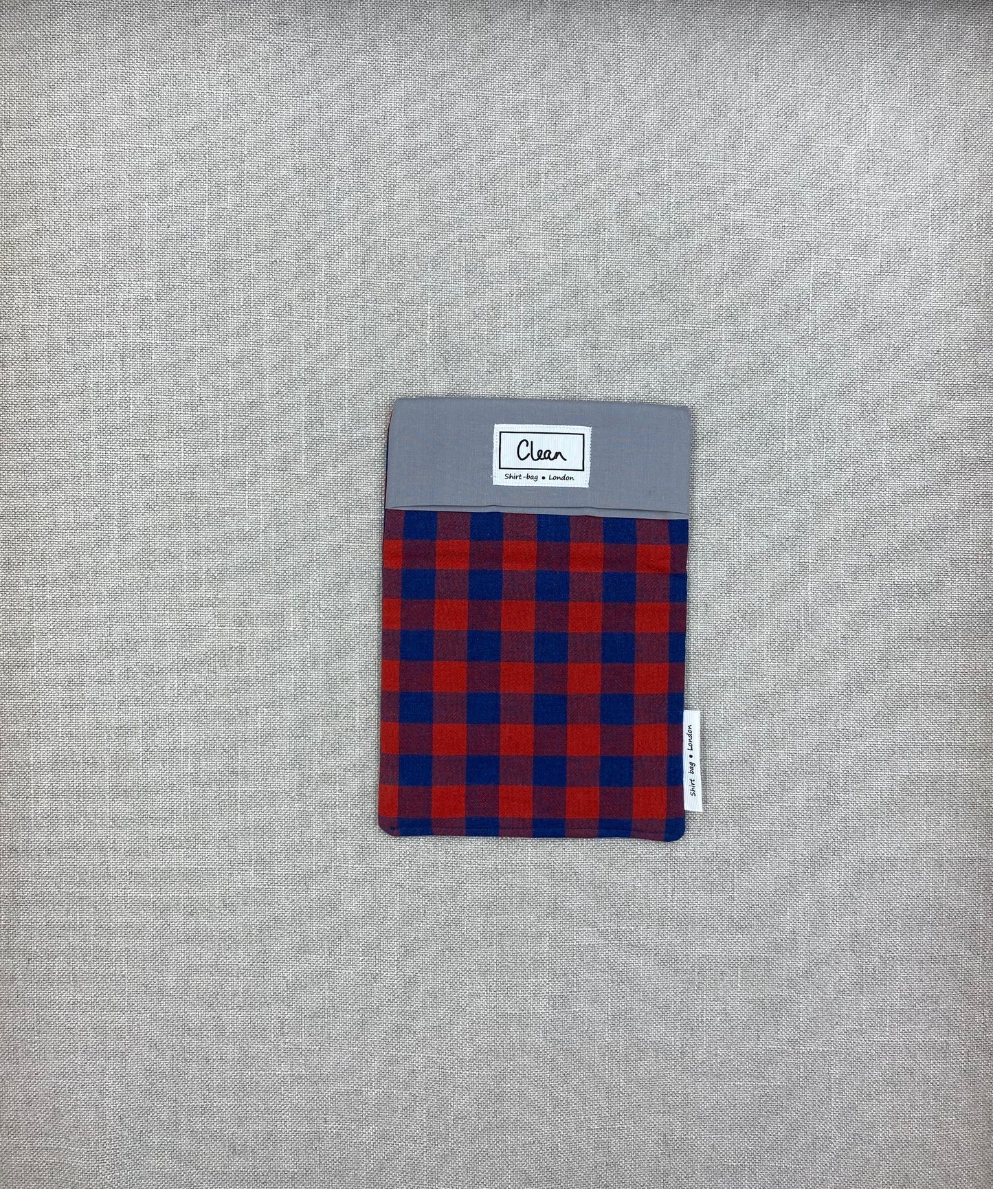 Red & navy check with grey top - small