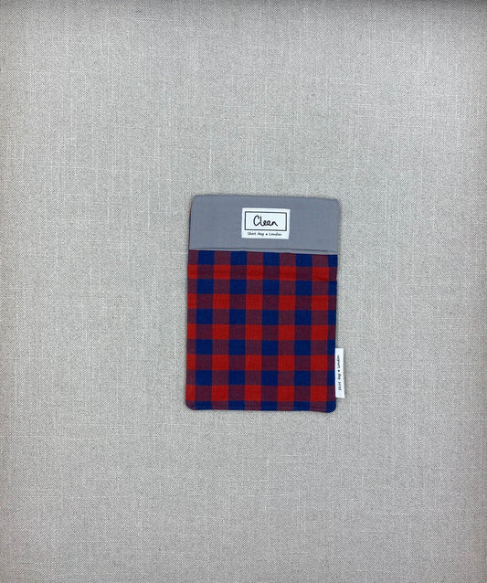 Red & navy check with grey top - small