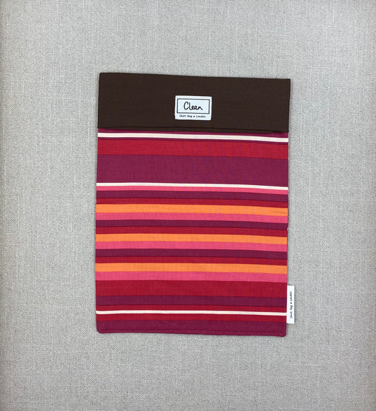 Red, orange & cream stripes horizontal with brown top - X large