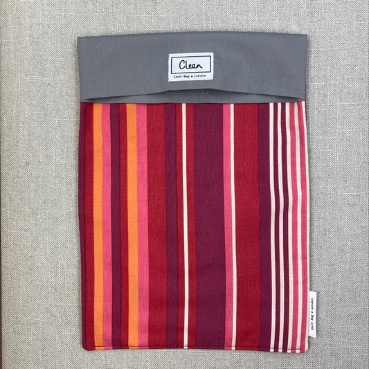 Red, orange, pink & cream vertical stripe with grey top - X large