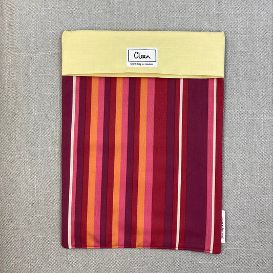 Red, orange, pink & cream vertical stripe with yellow top 2 - X large