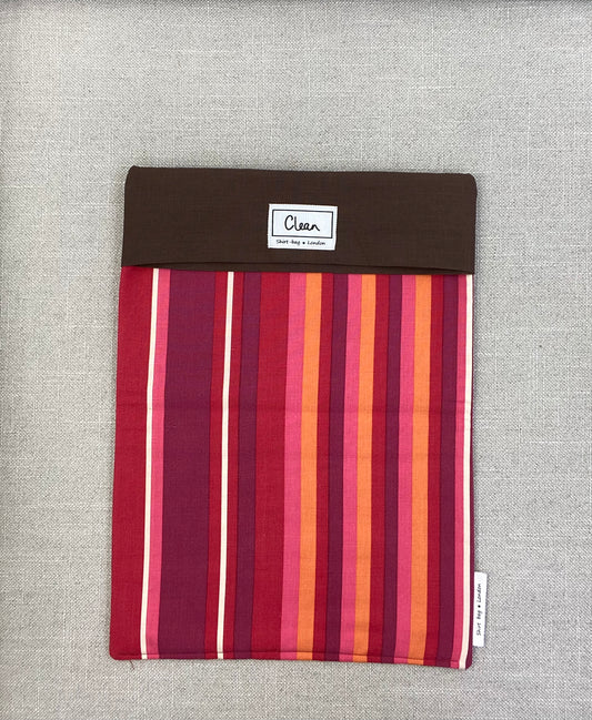 Red, orange & pink vertical stripe with brown top - X large