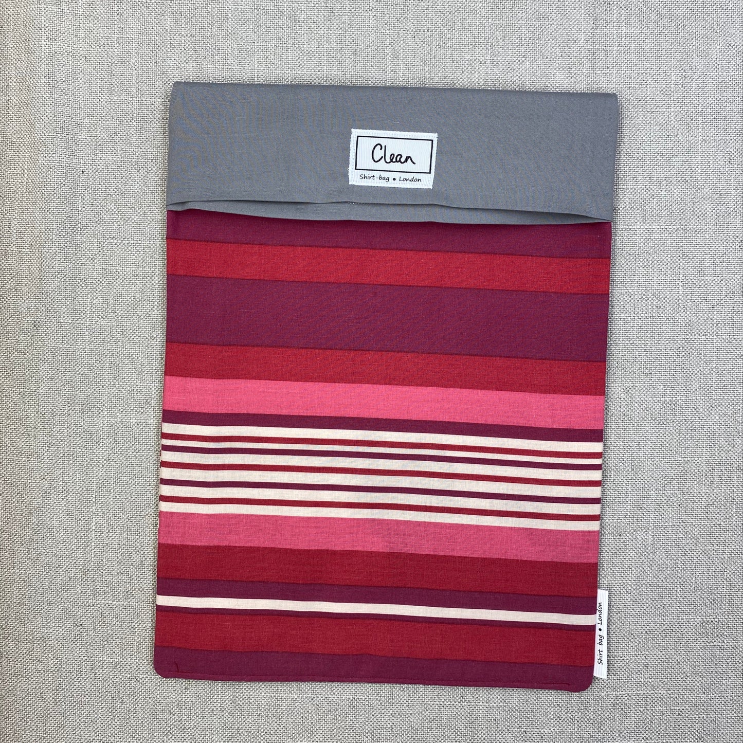 Red, pink & cream horizontal stripe with grey top - X large