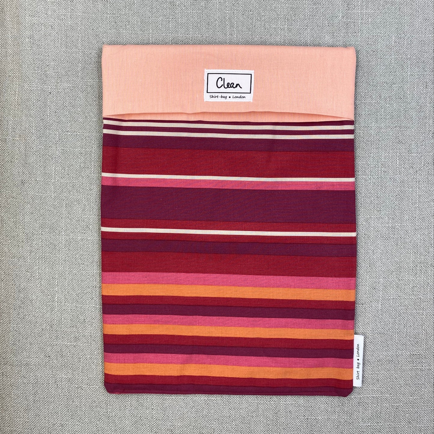 Red, pink & cream horizontal stripe with peach top 2 - X large