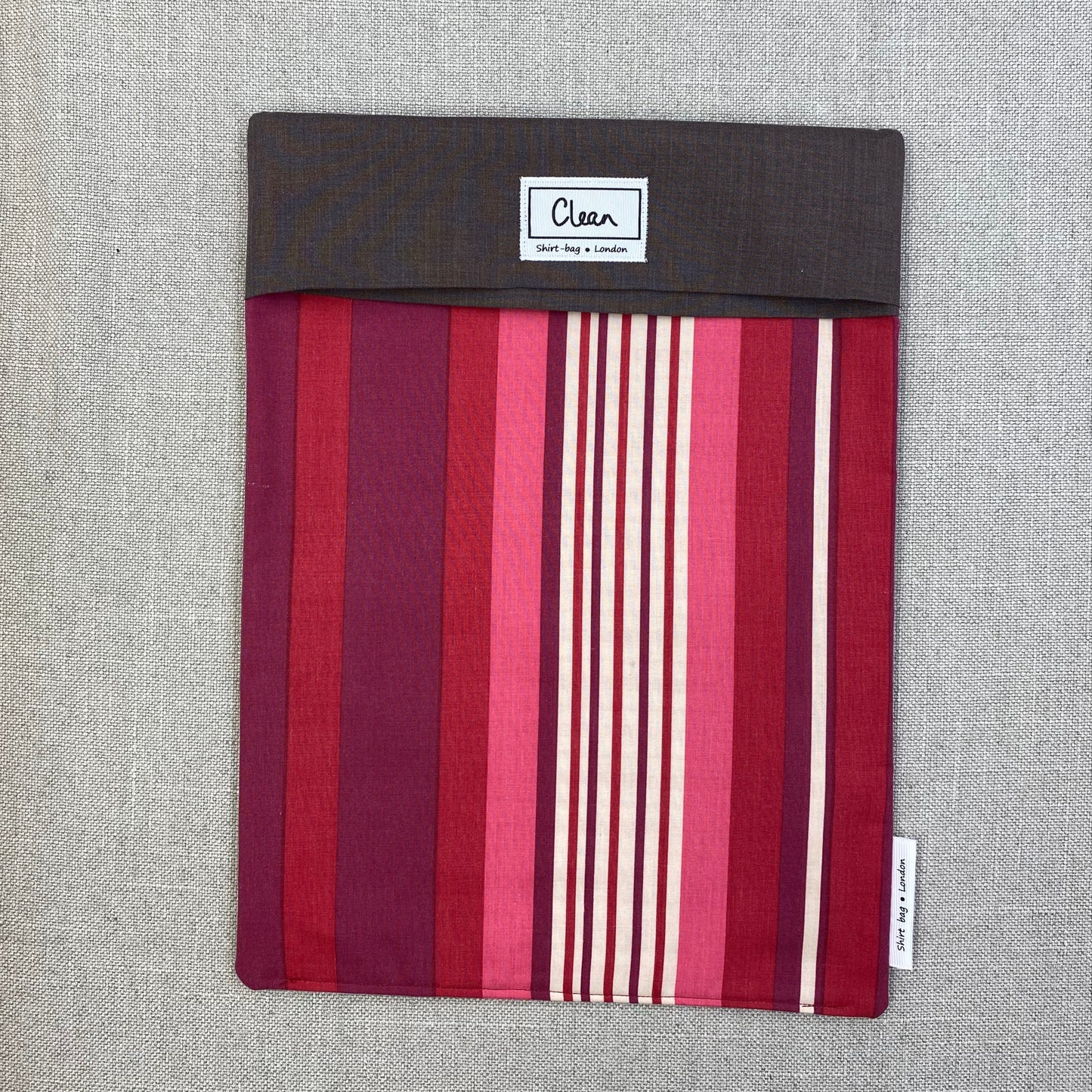 Red, pink & cream vertical stripe with brown top 2 - X large