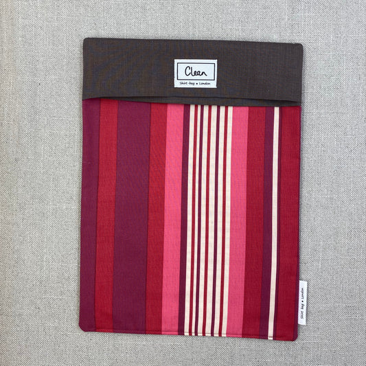 Red, pink & cream vertical stripe with brown top 2 - X large