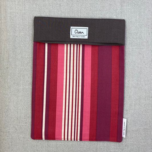 Red, pink & cream vertical stripe with brown top 3 - X large