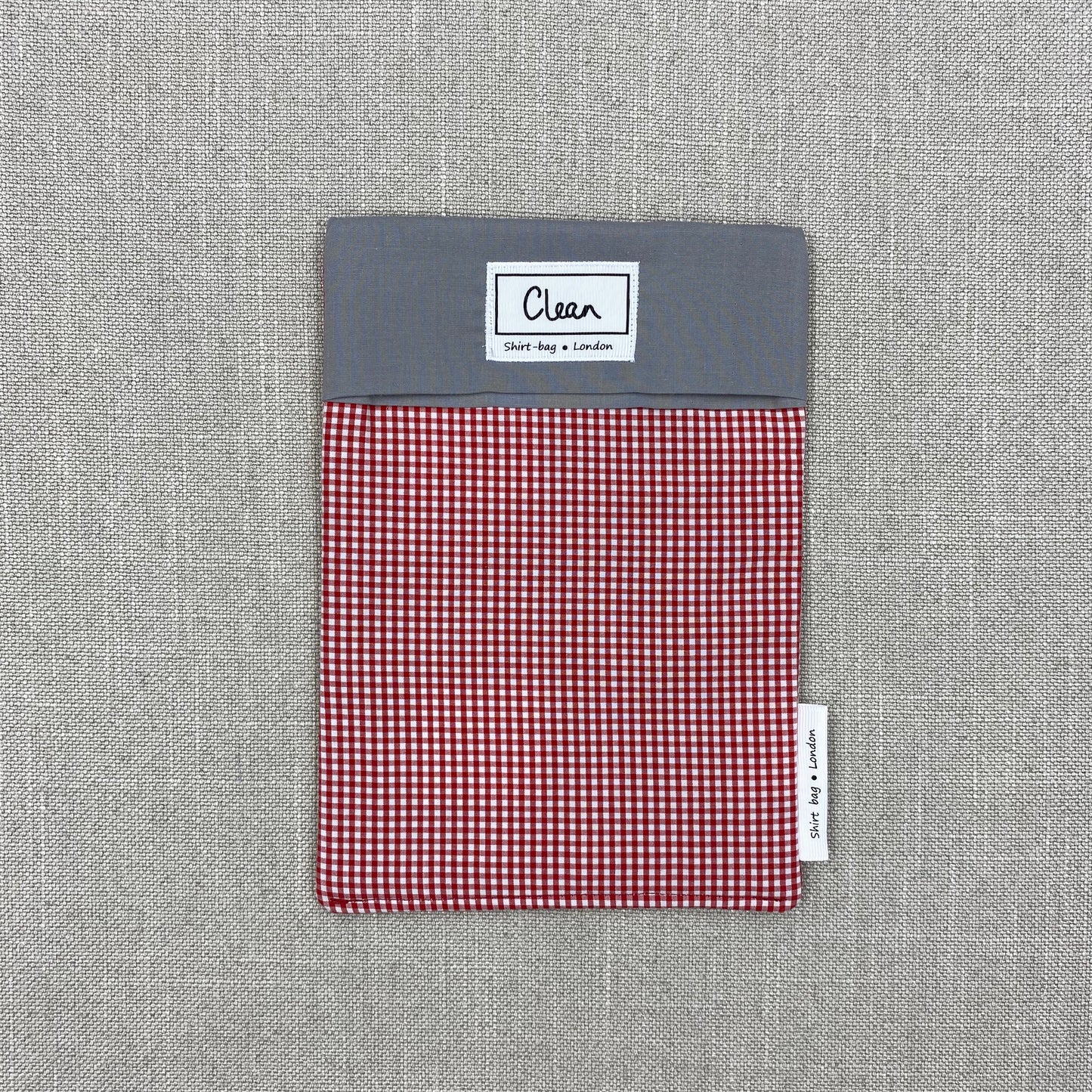 Red & white check with grey top - small