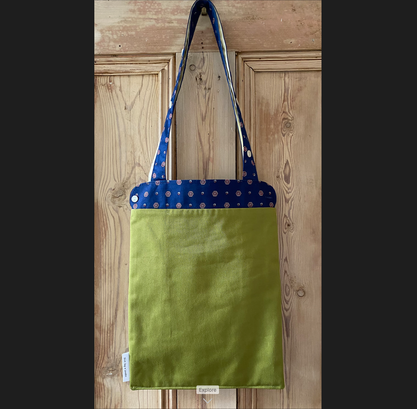 Red hexagon & navy cuff with green