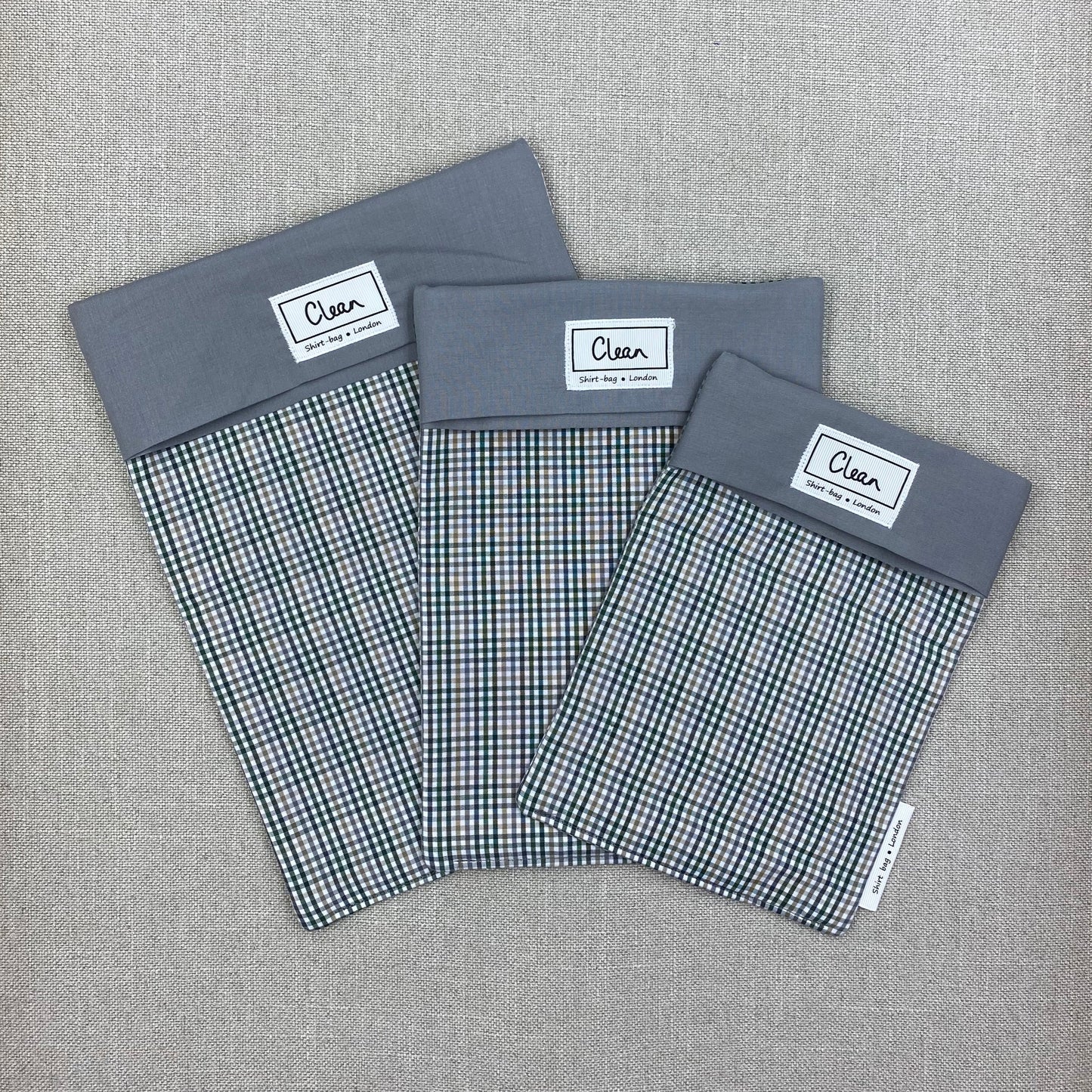 Sage & grey check with grey top