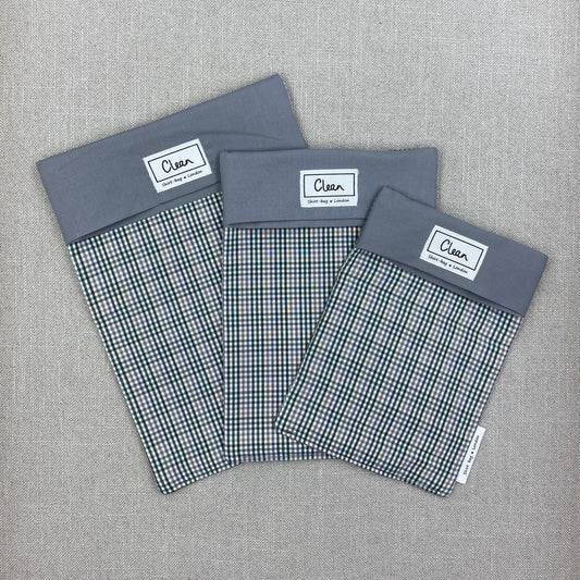 Sage & grey check with grey top