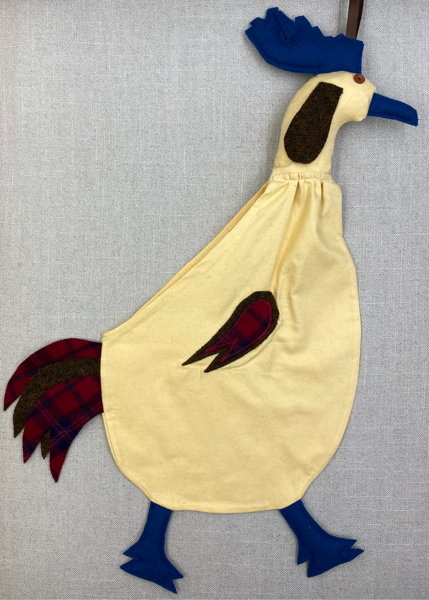 Yellow with blue, brown & red tartan