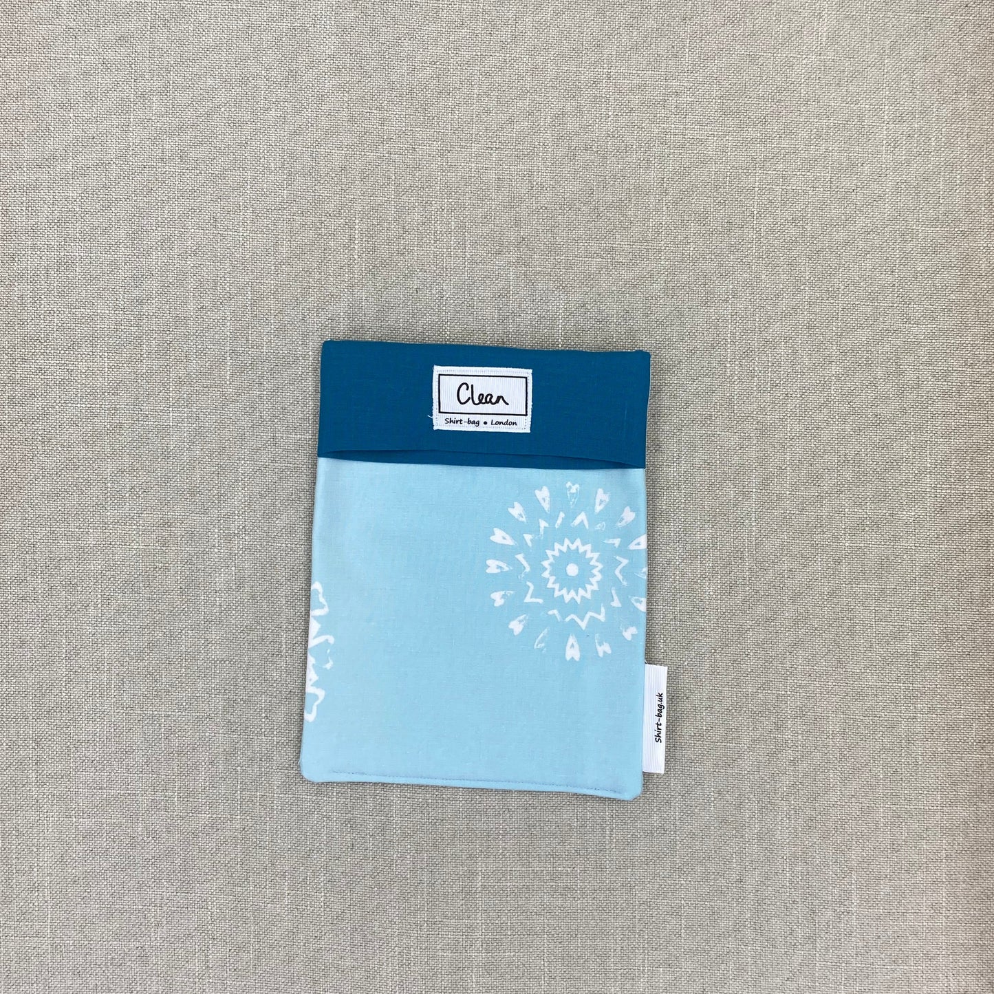 White snowflake on aqua with teal top - small