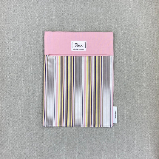 Yellow, pink & beige stripes with pink top - large