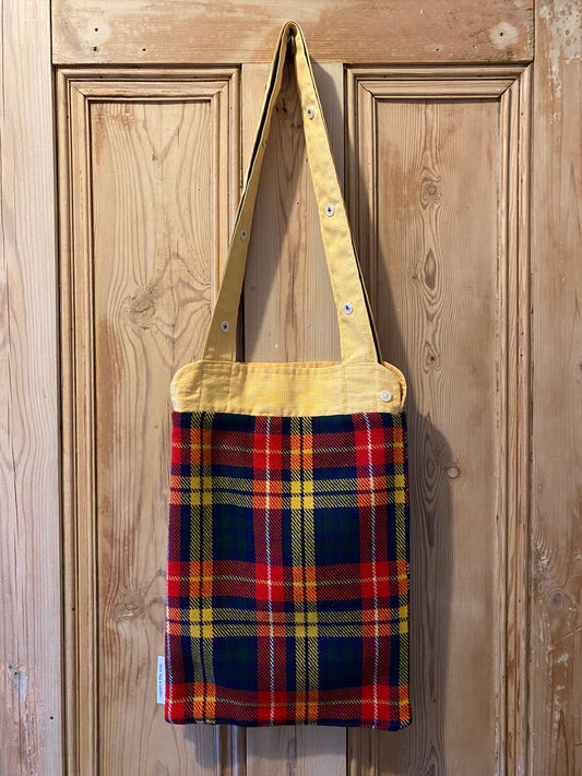 Yellow check cuff with red tartan