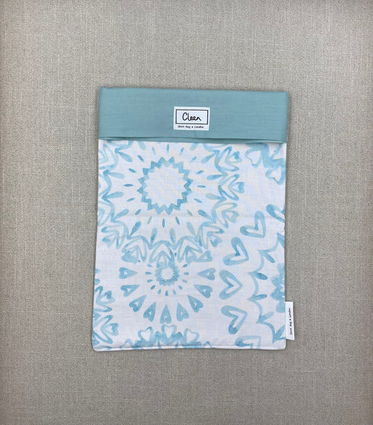 Aqua flower on white with blue top 2 - X large