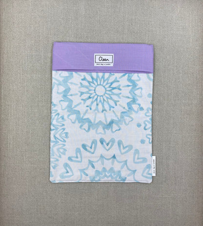 Aqua flower on white with lilac top - X large