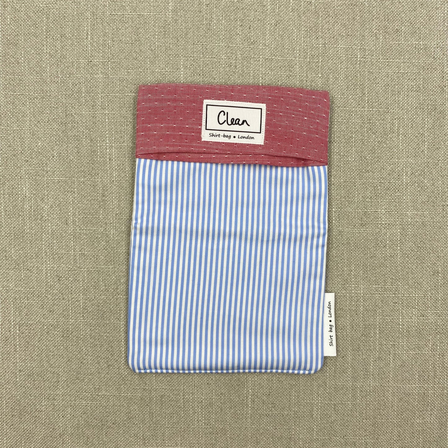 Blue & white stripe with red flecked top - small