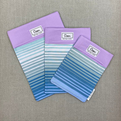 Blue & white stripes horizontal with lilac top