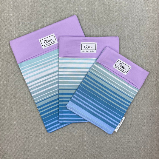 Blue & white stripes horizontal with lilac top