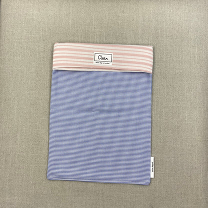 Blue & white check with pink & white stripe top - X large