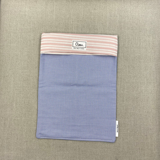 Blue & white check with pink & white stripe top - X large