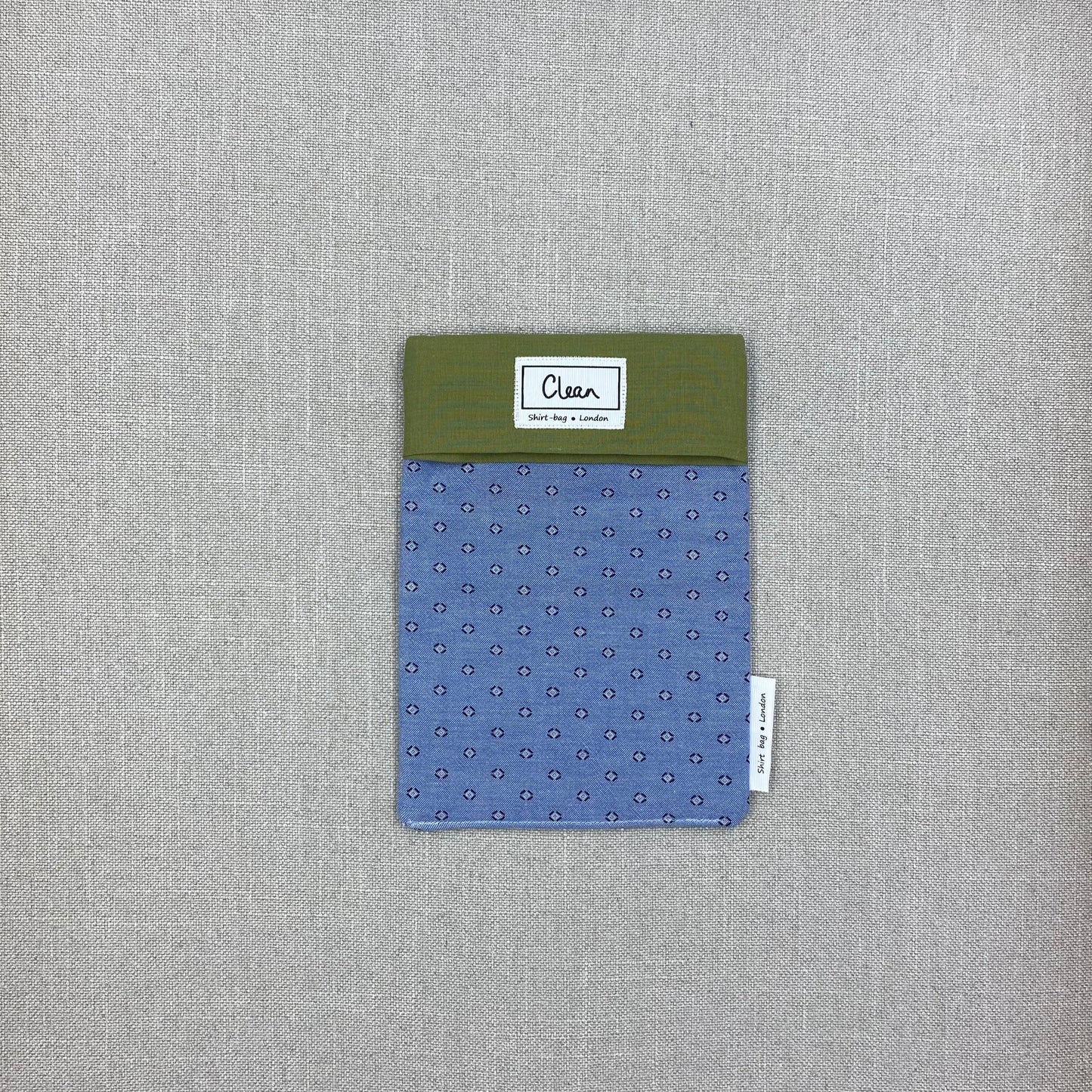 Blue diamonds on blue with olive top - small