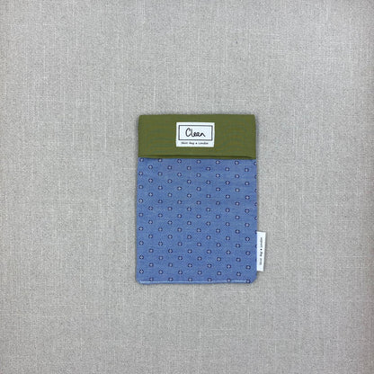 Blue diamonds on blue with olive top - small