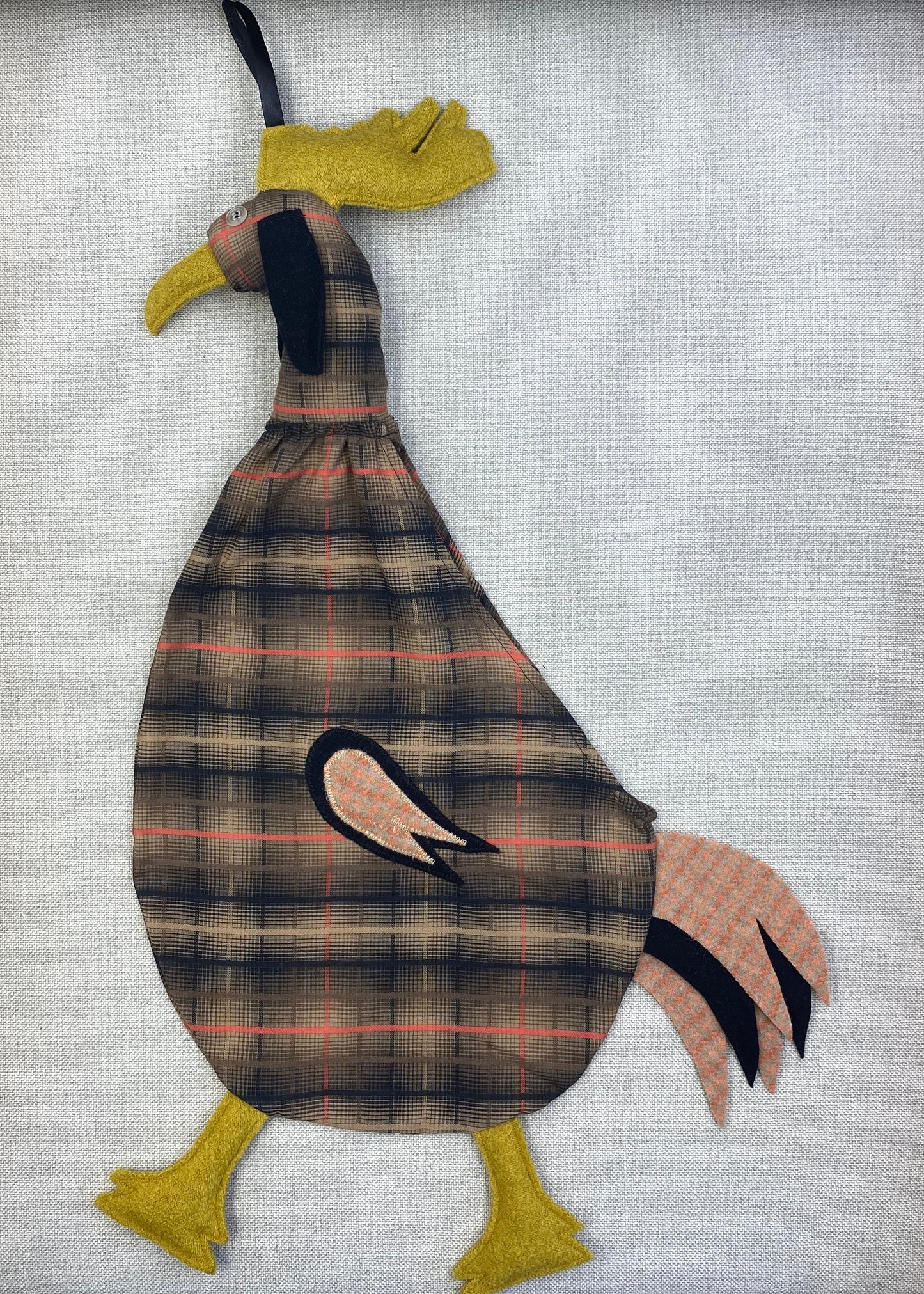 Brown, black & orange tartan with beige & orange tartan, brown & yellow