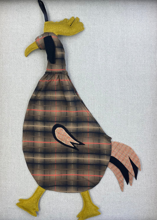 Brown, black & orange tartan with beige & orange tartan, brown & yellow