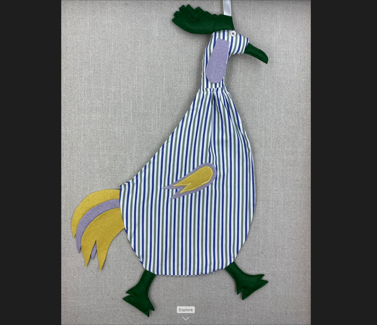 Green, blue & white stripe with green, yellow & lilac
