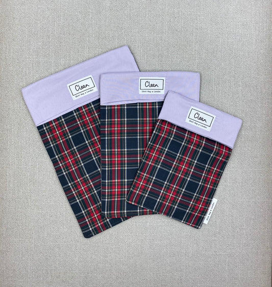 Green & red tartan with lilac top