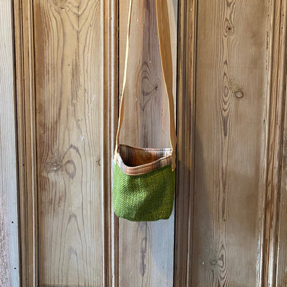 Hanging storage bag - Green with orange & black tartan