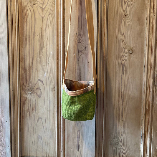 Hanging storage bag - Green with orange & black tartan
