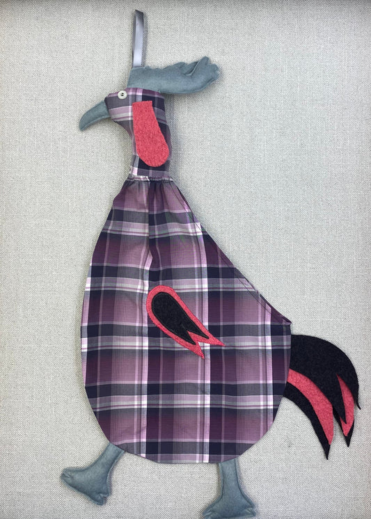 Grey & purple tartan with black, pink & grey