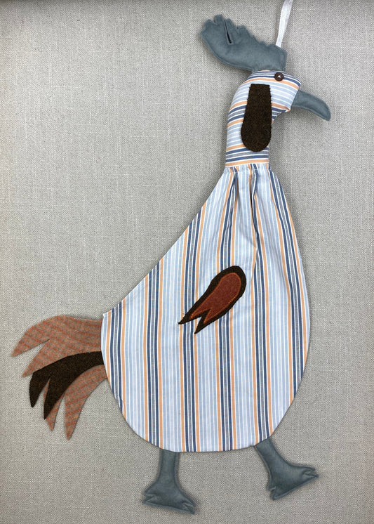 Grey, orange & white stripe with grey, brown & beige tartan