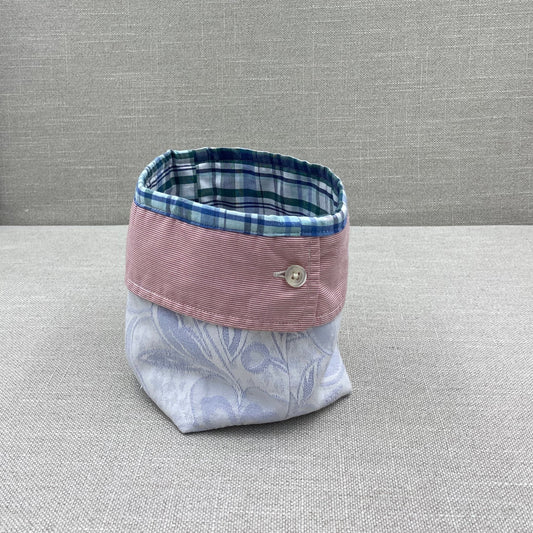 Storage bag - Grey leaf on white with red stripe cuffs - medium