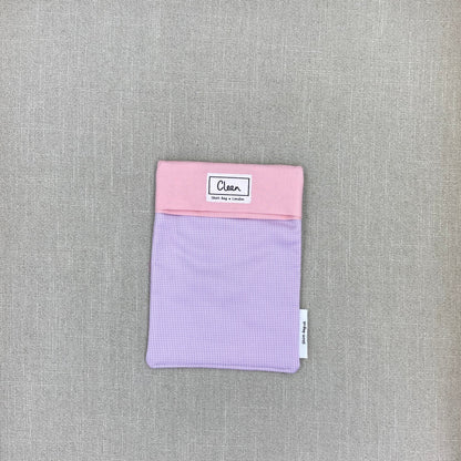 Lilac & white micro check with pink top - small