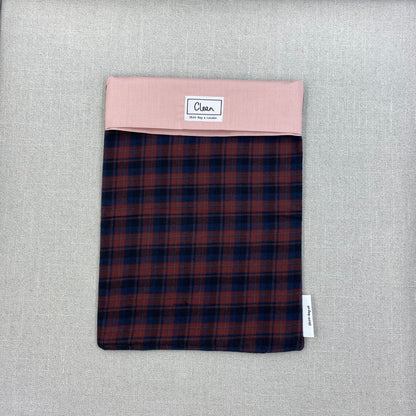 Maroon & black check with peach top - X large