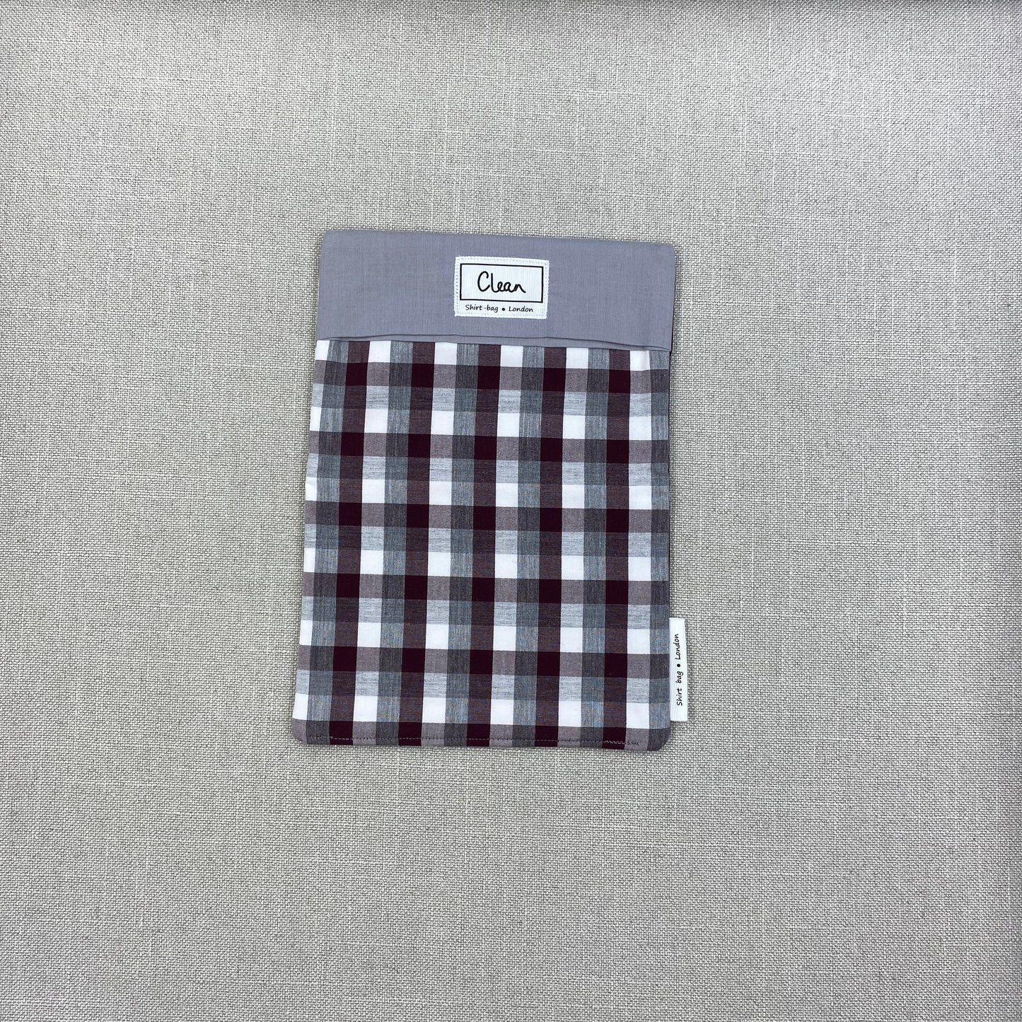 Maroon, grey & white check with grey top - medium
