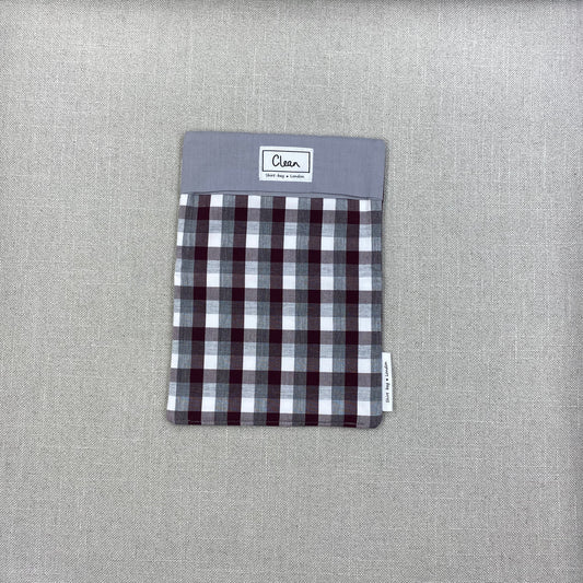 Maroon, grey & white check with grey top - medium