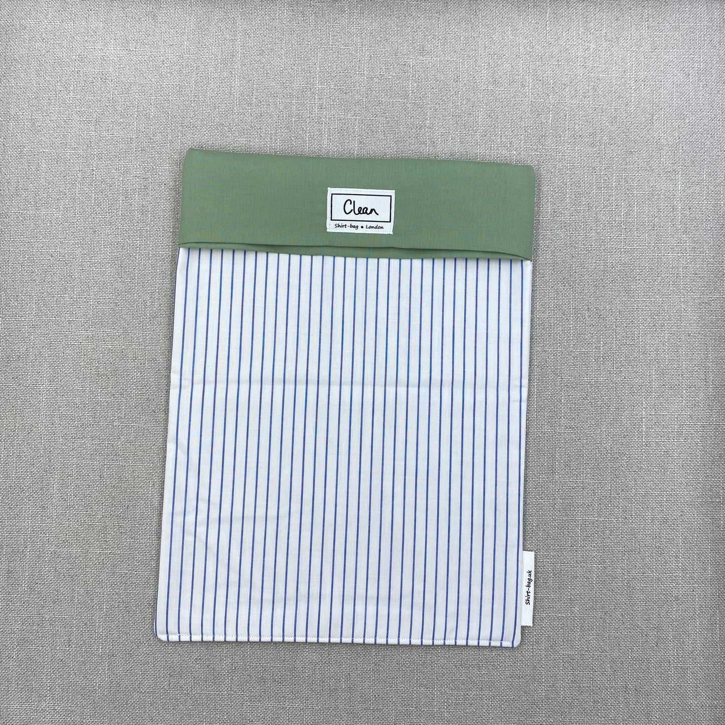 Navy, purple & blue stripes on white with green top - X large