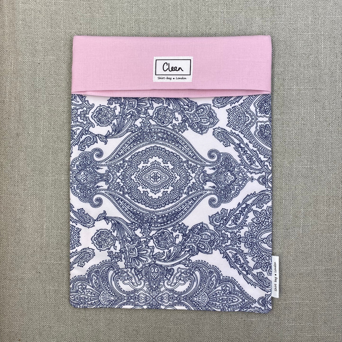 Navy paisley on white with pink top 3 - X large