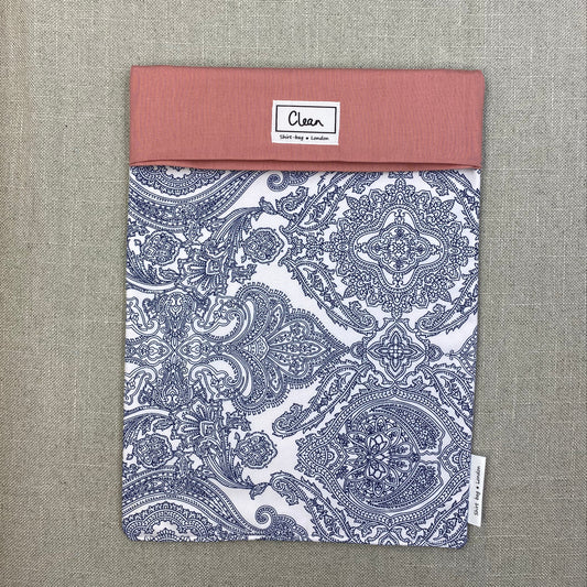 Navy paisley on white with salmon top 3 - X large