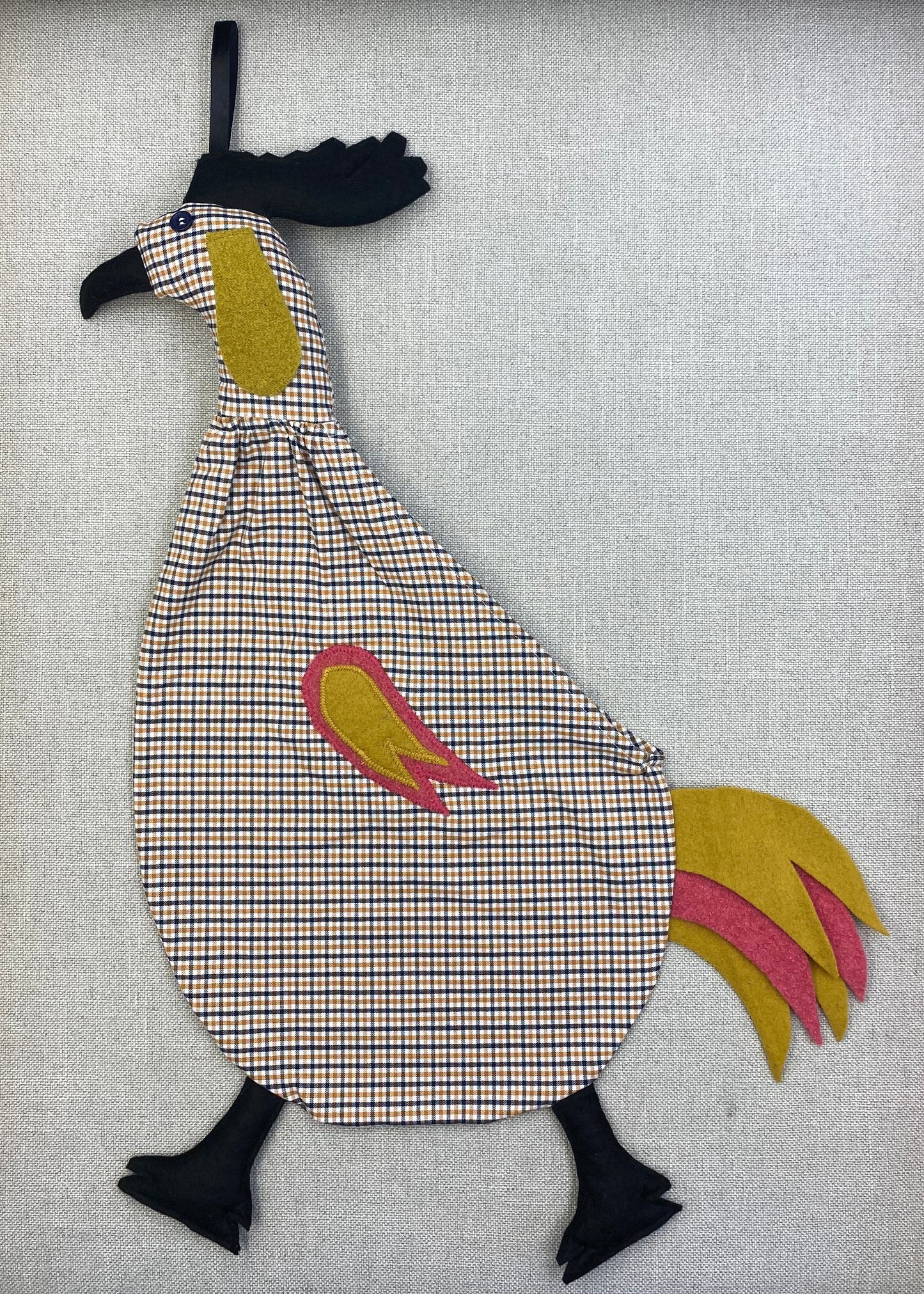 Ochre, black & white check with yellow, pink & black