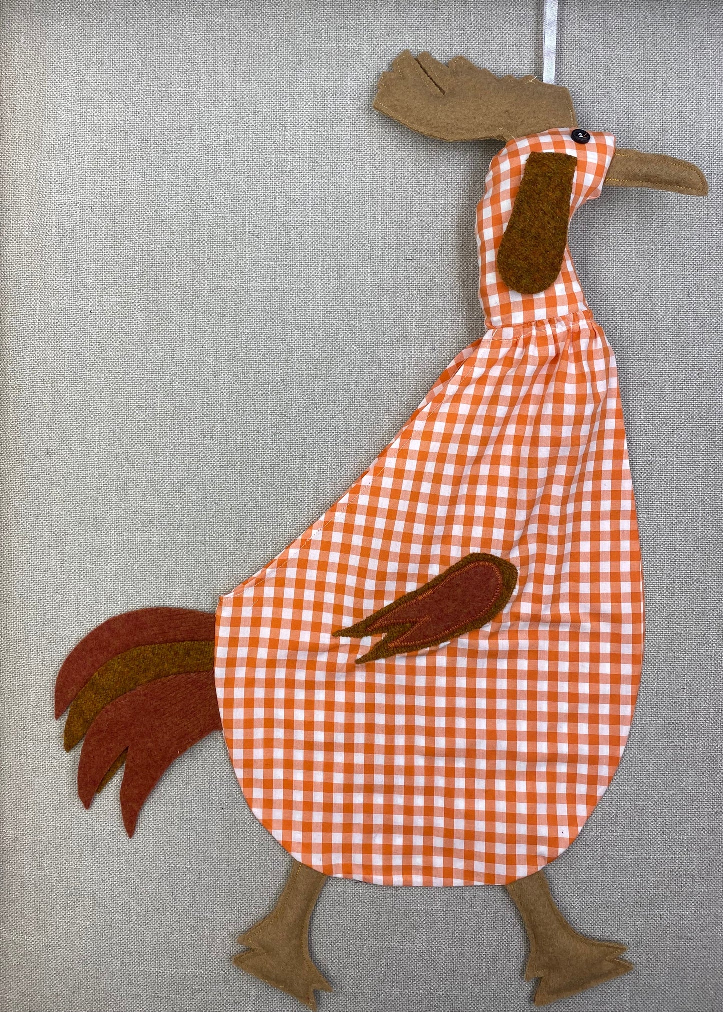 Orange & white check with beige, gold & orange