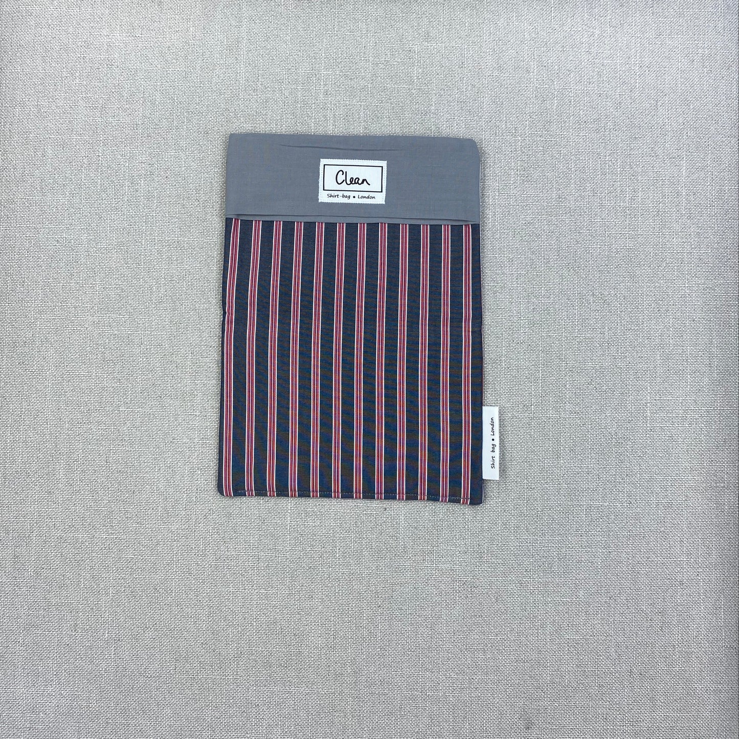 Red & grey stripes with grey top - medium