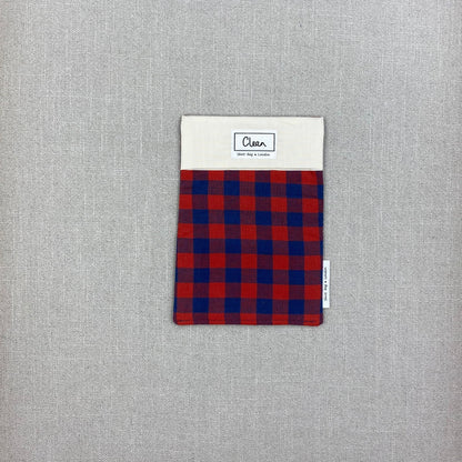 Red &  navy check with cream top - small