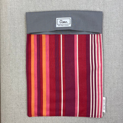 Red, orange, pink & cream vertical stripe with grey top - X large