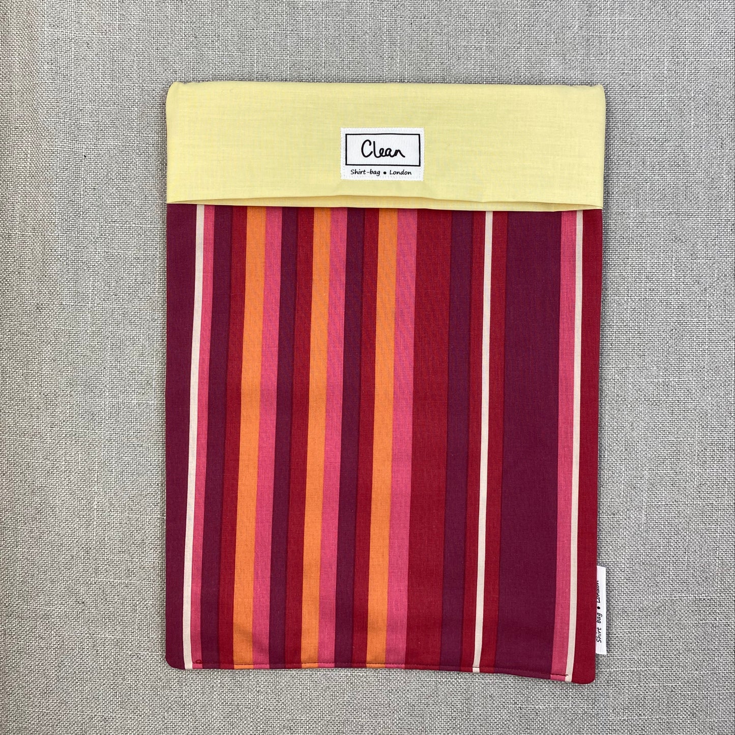 Red, orange, pink & cream vertical stripe with yellow top 2 - X large